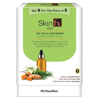 Skin Fx De-tan and Lightening  Women Serum Mask Combo Pack of 6