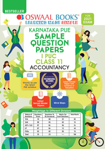 Oswaal Karnataka PUE Sample Question Papers I PUC Class 11 Accountancy Book (For 2021 Exam)