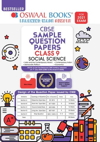 Oswaal CBSE Sample Question Paper Class 9 Social Science Book (Reduced Syllabus for 2021 Exam)