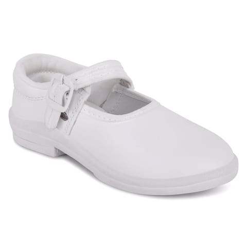 Classtime White School Belly Shoes With Buckle