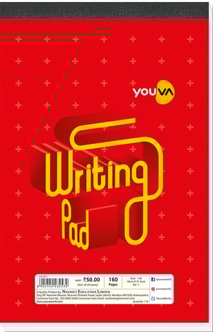 Writing Pad | Single line | Size 14 cm X 21.5cm | 160 Pages | Navneet Youva
