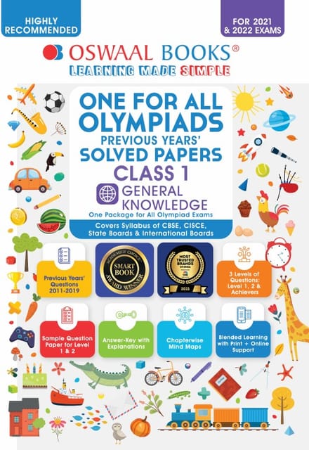 One for All Olympiad Previous Years Solved Papers, Class-1 General Knowledge Book (For 2022 Exam)