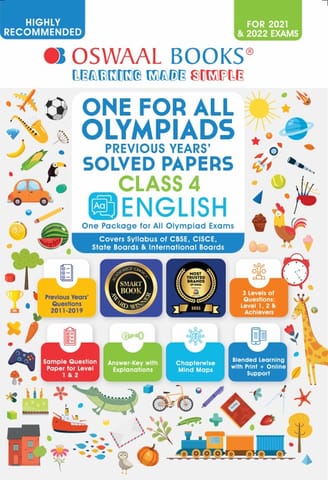 One for All Olympiad Previous Years’ Solved Papers, Class-4 English Book (For 2022 Exam)