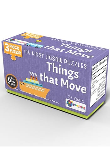 Popcorn Games & Puzzles Things That Move - 6 Puzzle + 20 Flash Cards