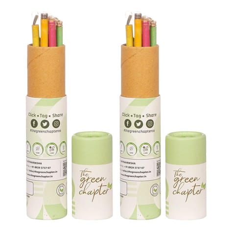 The Green Chapter - Plantable Seed Blue Ball Pens 5 Pencil 5 Ecofriendly Stationery (Pack of 2)