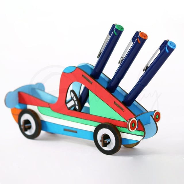 Do It Yourself Sheet Made 3D Car Puzzle + Desk Organizer + Coloring Model + Working Toy (4 Yrs & Above)