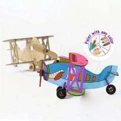 Do It Yourself 3D Puzzle Bi-Plane + Desk Organizer + Coloring Model + Working Toy (4 Yrs & Above)