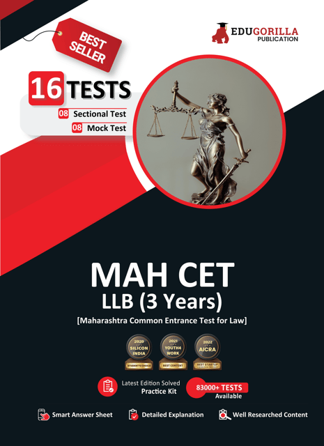 MAH CET LLB 3 Years Exam Prep Book 2023 - 8 Full Length Mock Tests and 8 Sectional Tests (1500 Solved Objective Questions) with Free Access to Online Tests