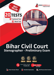 Bihar Civil Court Stenographer Prelims Exam 2023 (English Edition) - 10 Full Length Mock Tests and 10 Sectional Tests (1000 Solved Questions) with Free Access to Online Tests
