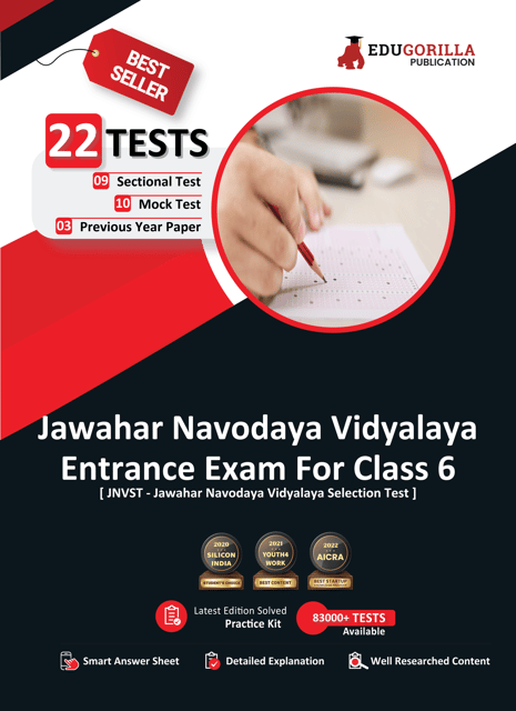 Jawahar Navodaya Vidyalaya Class 6 Entrance Exam 2023 (English Edition) - 10 Mock Tests, 9 Sectional Tests, 3 Previous Year Papers (1300 Solved Questions) with Free Access to Online Tests