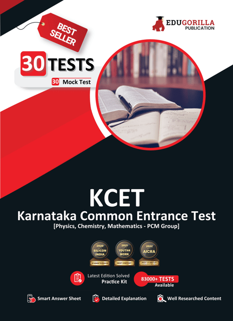 KCET 2023 : Engineering Entrance Exam - Karnataka Common Entrance Test - 30 Mock Tests of Physics, Chemistry and Mathematics (1800 Solved Questions) with Free Access To Online Tests