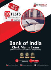 Bank of India Clerk Mains (IBPS CRP PO/MT XIII) Book 2023 (English Edition) - 8 Full Length Mock Tests and 2 Previous Year Papers with Free Access to Online Tests