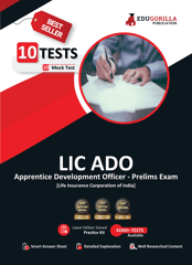 LIC ADO Prelims Exam 2023 : Apprentice Development Officer (English Edition) - 10 Full Length Mock Tests (1000 Solved Questions) with Free Access to Online Tests