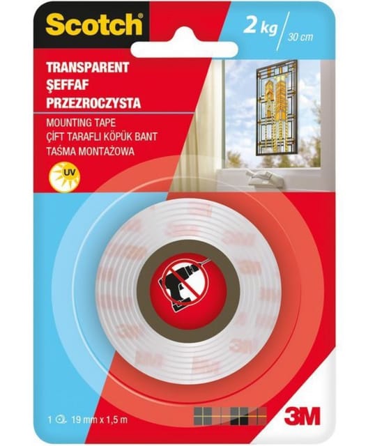 Transparent dot glue, width 19 mm, length 1.5 meters - model 40041915 3M