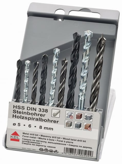 Wood drill set 5 units 4-10 180 KEIL