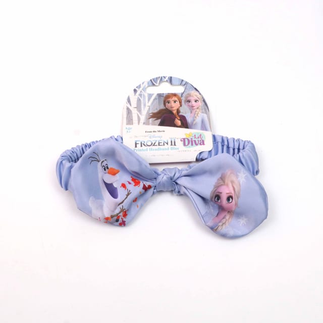 Lil Diva Disney Frozen II Blue Headband With A Bow Printed Elsa & Olaf