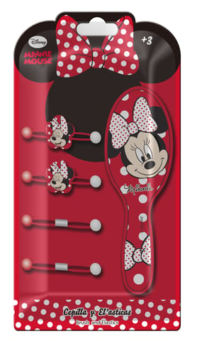 Li’l Diva Minnie Mouse Hair Brush Set – 1 Hair Brush And 4 Rubber Bands