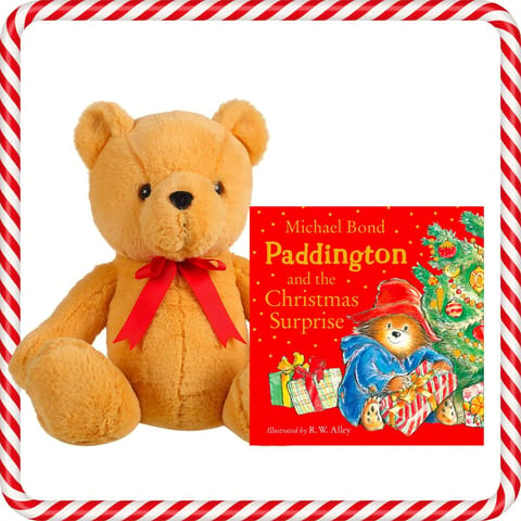 Paddington and the Christmas Surprise With Mirada Teddy Bear Red Bow Brown