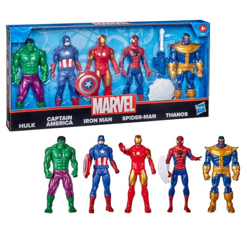 Hasbro Marvel Action Figure 5-Pack, 6-inch Figures, Iron Man, Spider-Man, Captain America, Hulk, Thanos