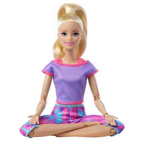 Barbie Made To Move Doll With 22 Flexible Joints & Long Blonde Ponytail Wearing Athleisure-Wear
