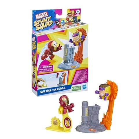 Marvel Stunt Squad Iron Man vs. M.O.D.O.K. Playset with Action Figures (1.5”)