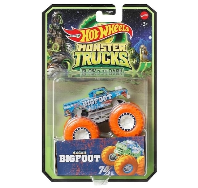 Hot Wheels Monster Trucks - Glow in the Dark - Big Foot 4x4x4