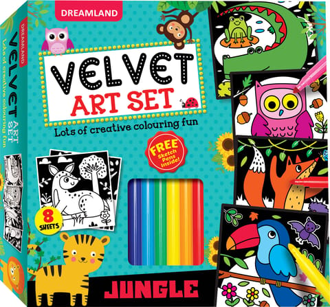 Dreamland Publications - Jungle Velvet Art Set With 10 Free Sketch Pens