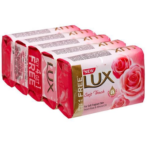 lux soft glow rose & vitamine soap, 100 gm ( buy 4 get 1 free)