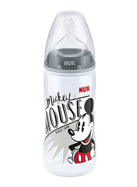 Nuk First Choice Plus Mickey Mouse Baby Bottle 300ml With Teat - Grey