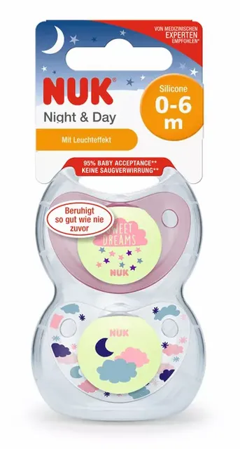 Nuk Night & Day Trendline Silicone Soother 0-6M - 2 Pcs - Pink