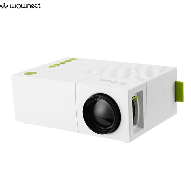 Wownect Mini Home Theater Projector YG-300 LCD LED Projector 400-600 Lumens Support 1080P with 1300mAH Battery In-Built Portable Home Cinema Projector - White