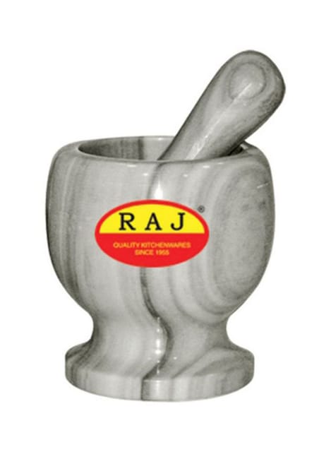 Raj Marble Mortar And Pestle Set 13.6X14X17.8Cm