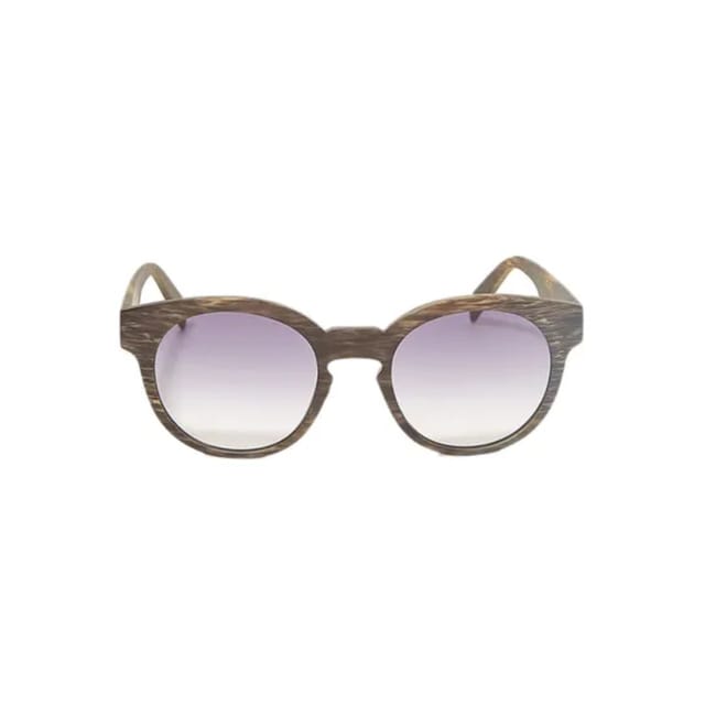 Italia Independent Unisex Round Shape Sunglasses Wooden Grey Acetate Frame 0909.Bhs.071