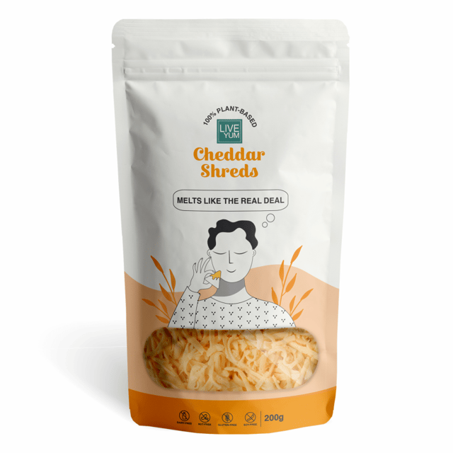 Live Yum Vegan Cheddar Cheese Shreds - 200g (Gluten, Soy & Nut Free)
