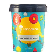Papacream Vegan Raspberry Sorbet - 500ML (Vegan Frozen Desert)