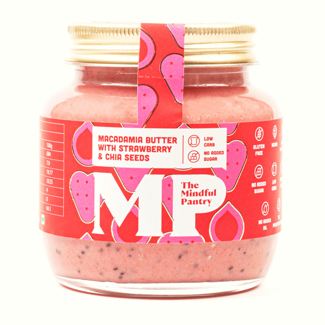 Macadamia Butter - Strawberry and Chia Seeds (100% Natural) - by The Mindful Pantry