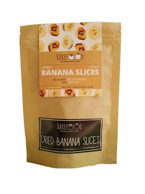 Bare Food Dried Banana Slices (Use in Smoothies, Breakfast cereals, snacking etc) (pack of 4)