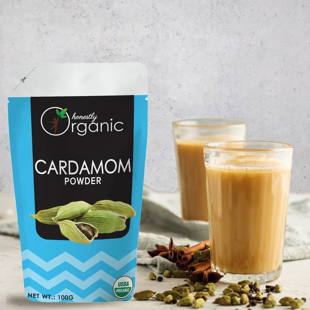 Honestly Organic Green Cardamom/ Hari Elaichi Powder (USDA Organic Certified, 100% Pure & Natural) - 150g