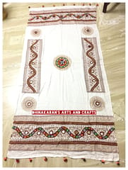 Traditional WHITE  Kutchwork Dupatta