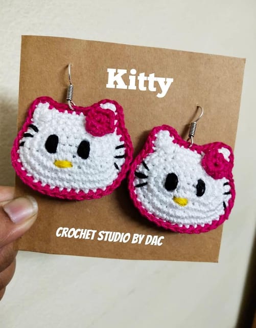 Hello Kitty Crochet Earrings