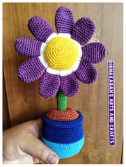 Purple Daisy Crochet Plant