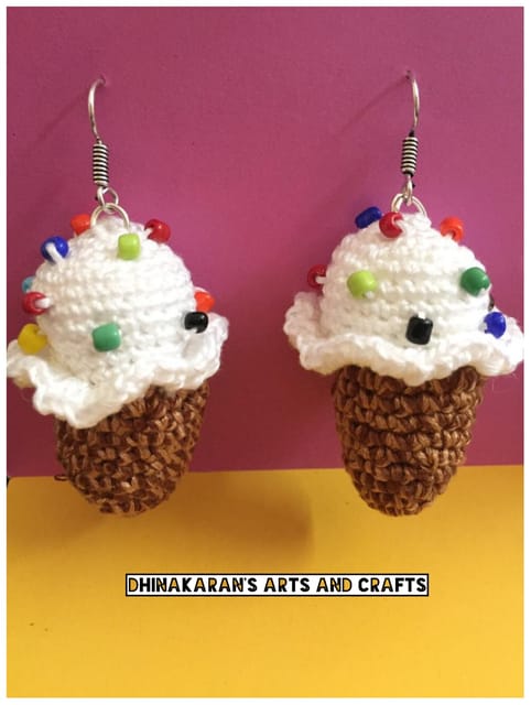 Ice Cream Crochet Earrings