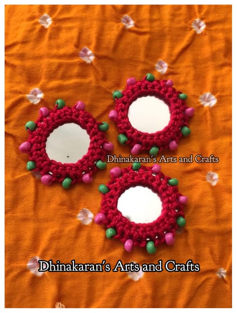 RED Beaded Mirror Buttons