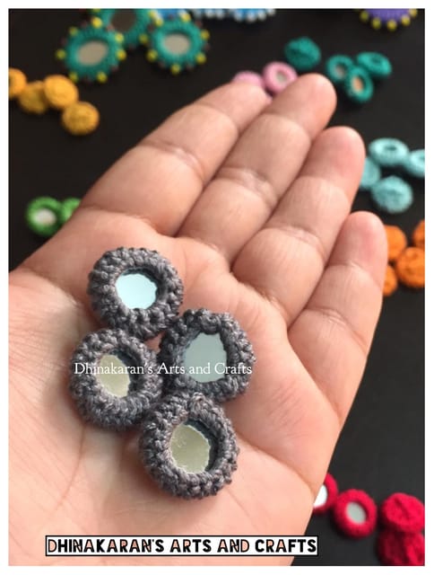 GREY Mini Kutchwork Mirror Buttons