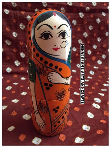 Indian Naari Nesting Doll-ORANGE