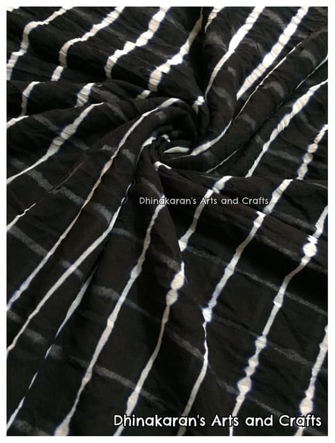 Black Georgette Lehariya Fabric