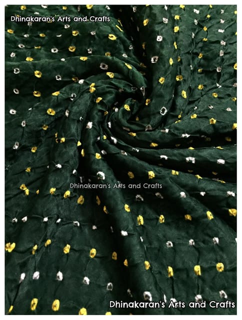 DARK GREEN Pure Gajji Silk Bandhani Fabric