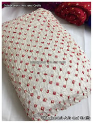 OFF WHITE Pure Gajji Silk Bandhani Fabric