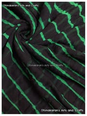 Black & Green Lehariya Fabric
