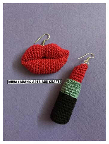 LipStick n Lips Crochet Earrings